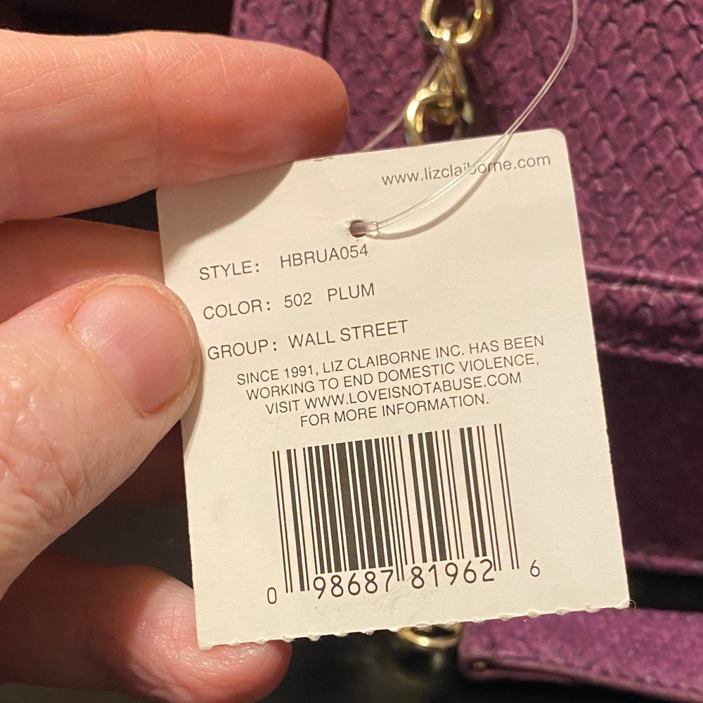 Plum Vintage Liz Claiborne Crocodile-Embossed Chain Bag - Picture 8 of 16